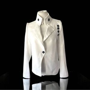 ANN DEMEULEMEESTER ICONIC WHITE COTTON JACKET SIZE 40